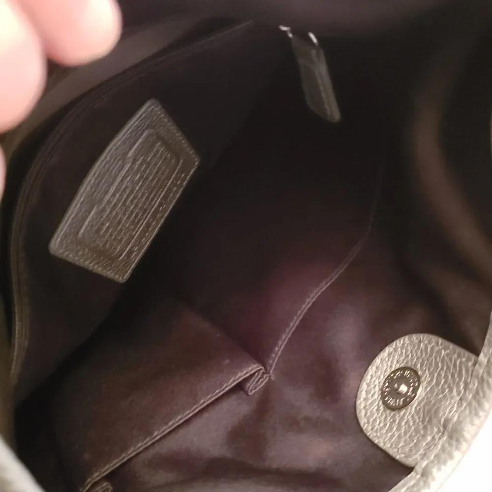 Coach Metallic Crossbody Silver Pewter Mid Size - Picture 12 of 16